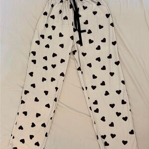 SHEIN Cream Joggers with Black Heart Pattern
